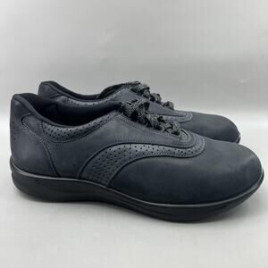 Women's 12 / Men's 10.5 - SAS Walk Easy Shoes Black Nubuck Comfort Low Sneakers